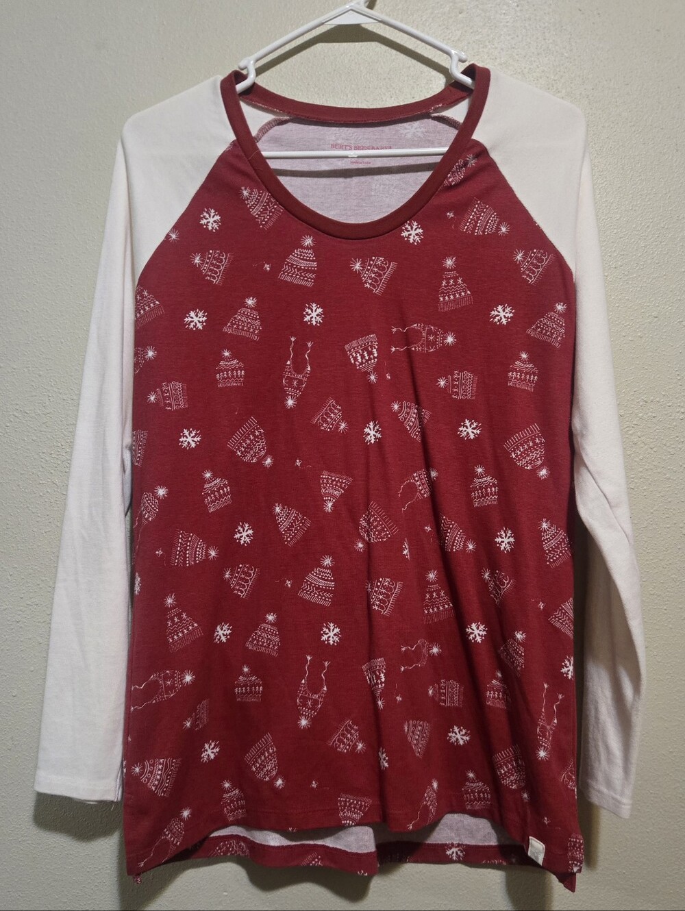 Burt's Bees Baby Red & White Holiday Raglan Long Sleeve Tee